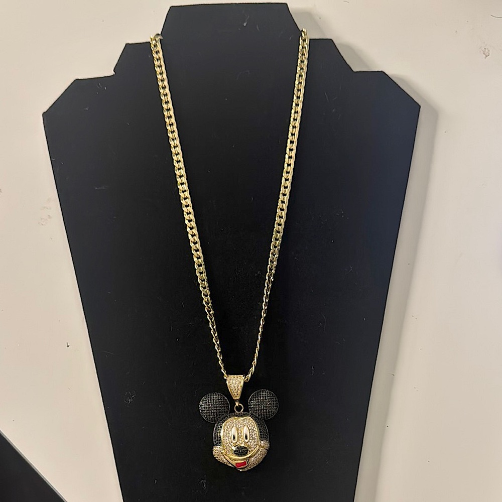 Charming Gold Mickey Pendant Necklace